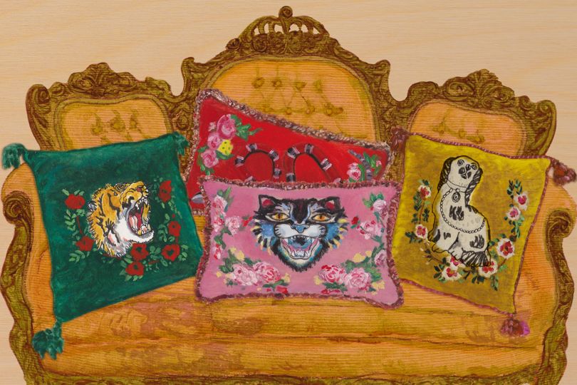 Embroidered Gucci cushions