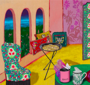 Illustration of a Gucci living room by Alex Merry